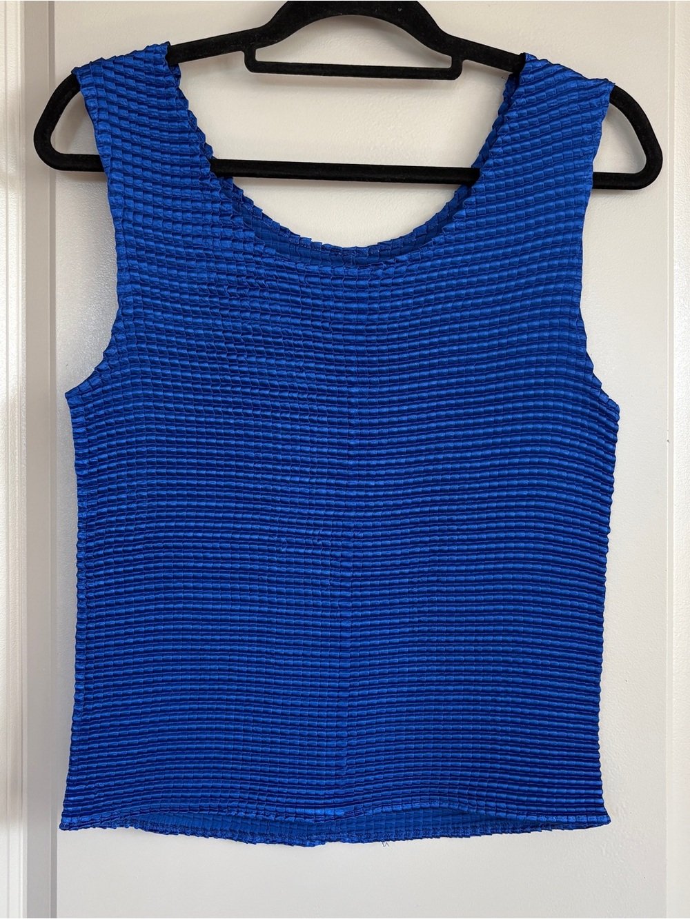 Y2K Cobalt Blue Textured Stretch Tank Top